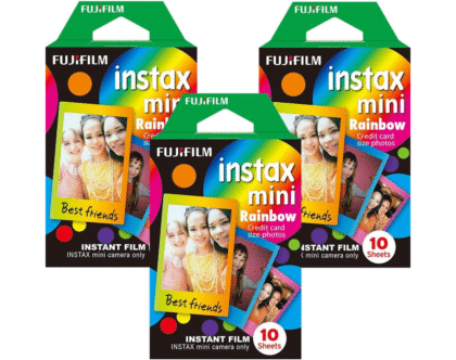 Fujifilm Instax Mini Instant Multi Colored Film, Rainbow 10 Sheets, (3 and 5 Pack Value Set)