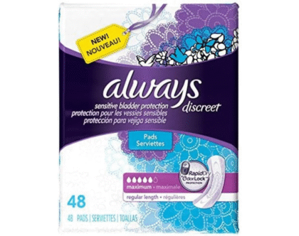 Always, Discreet, Incontinence Pads, Maximum, Regular Length, 48 Count