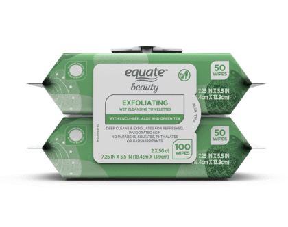 Equate Beauty Exfoliating Wet Cleansing Towelettes With Cucumber Aloe Green Tea 100 Wipes