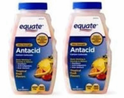 Equate Antacid Tablets, Ultra Strength Tropical Fruit Flavors Chewable Tablets, 1000 mg, 160 Count (2 Packs)