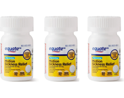 Equate Motion Sickness Dimenhydrinate 50 mg Generic Dramamine 100 Tablets (3 Pack)