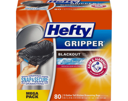 Hefty Ultra Strong Tall Kitchen Trash Bags, Clean Burst Scent, 13 Gallon, 80 Count