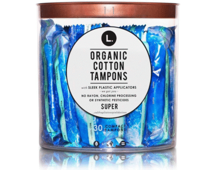 L. Organic Cotton Tampons with BPA-Free Applicators, Super Absorbency, 30 Count