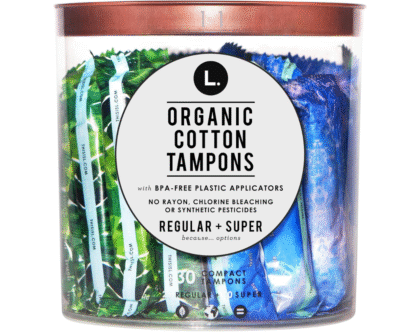 L. Organic Cotton Regular and Super Absorbency Compact Tampons Multipack 30 Count