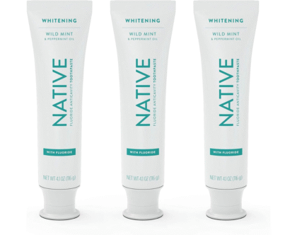 Native Whitening Toothpaste, Wild Mint and Peppermint Oil 4.1 Oz (3 Pack)
