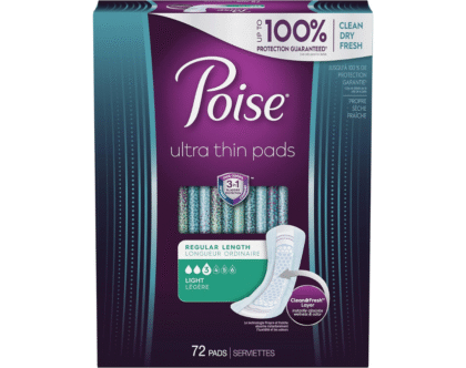 Poise Ultra Thin Incontinence Pads for Women, Light Absorbency, Regular Length, 72 Count