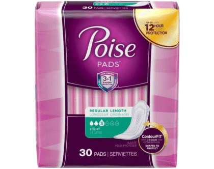 Poise Regular Light Absorbency Pads, 30 Count