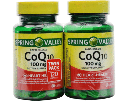 Spring Valley Co Q-10 100mg Heart Health Supplement, 120 Softgels (2 Packs)