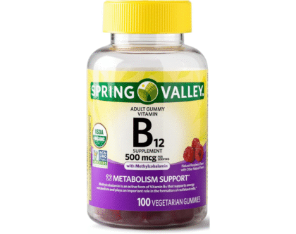 Spring Valley Adult Gummy Vitamin B12, Metabolism Support, Natural Fruit Flavor, 100 Gummies